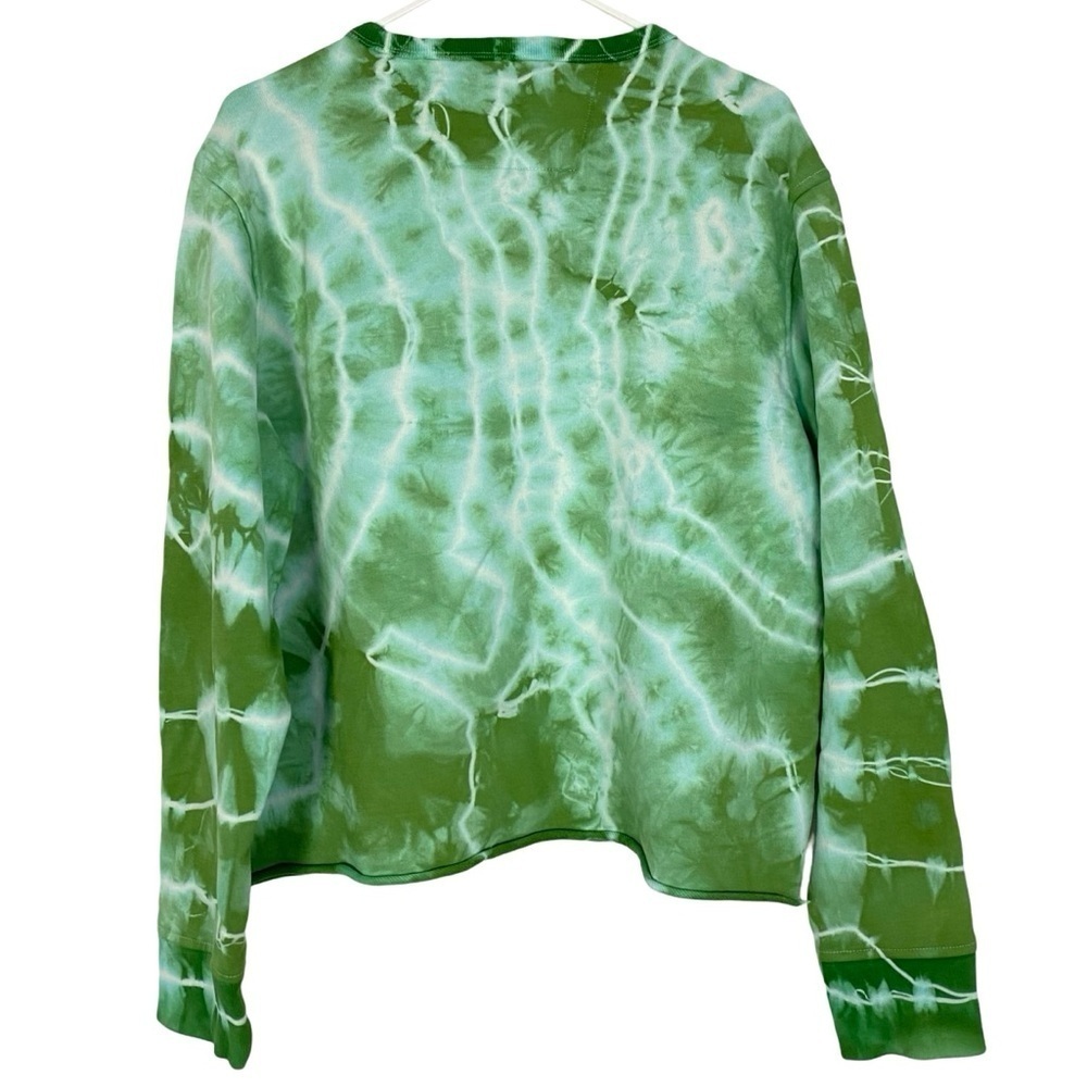 Handmade Tie Dye Sweatshirt Pullover Womens XL Green Hand Painted Floral Mandala - Picture 2 of 12